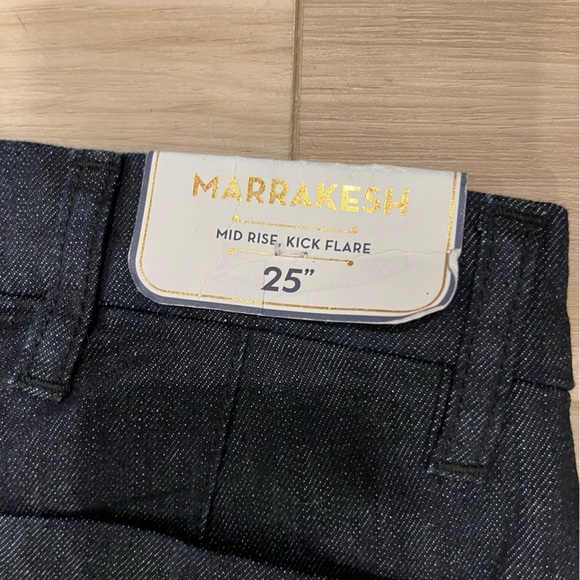 NWT MIH ANTHROPOLOGIE MARRAKESH JEANS MID RISE KICK FLARE RAW DARK BLUE SIZE 25 - Picture 7 of 7